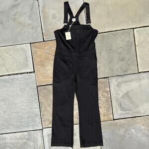 NWT Designer Black Denim Overalls